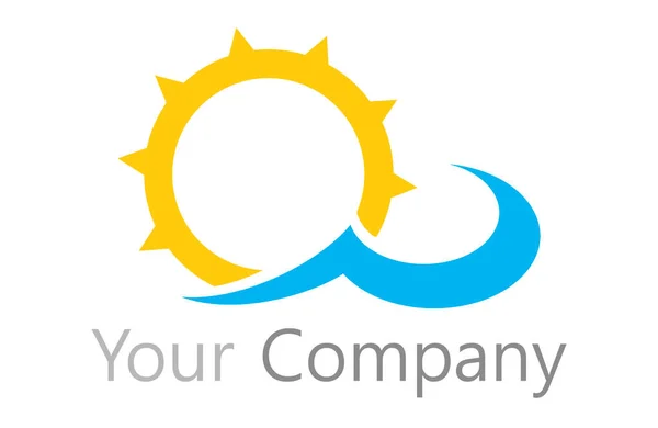 Logo Sunshine Rays Water Logo Sun Water Company Sun Sea — Stock Vector