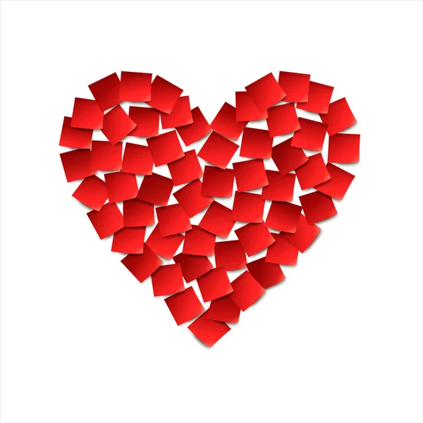 Heart. Red paper stickers — Stock Vector