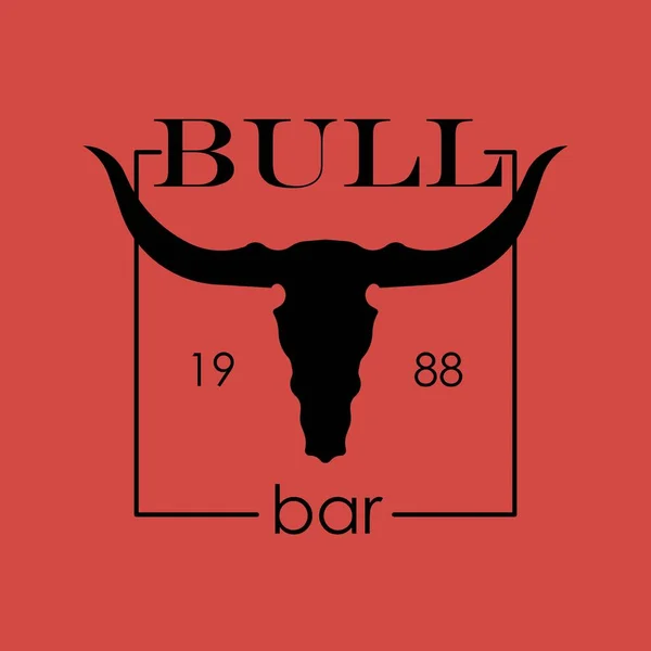 Logo Bar Toro Cerveza Rojo Negro — Vector de stock