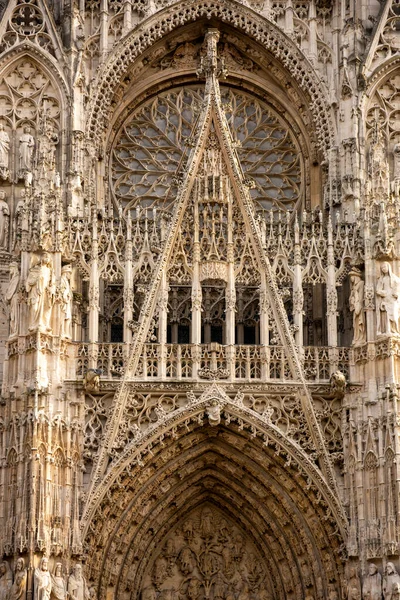 Fragmenten Gevels Van Twaalfde Eeuwse Gotische Notre Dame Kathedraal Rouen — Stockfoto