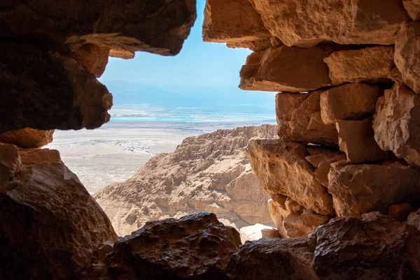 Руїнах Фортеці Масада Юдейська Пустеля Ізраїль Стокове Фото