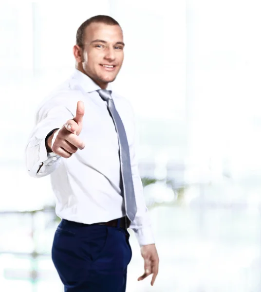 Handsome man pointing his finger to you Stock Image