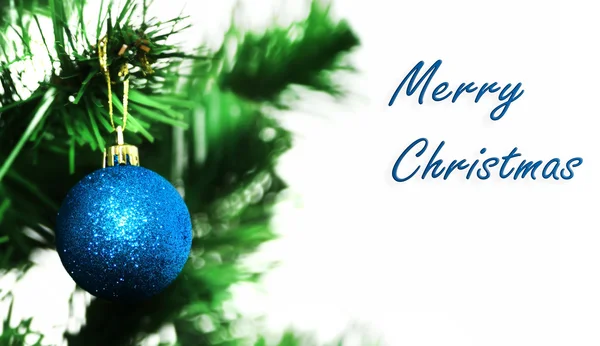 Blue christmas ball on the christmas tree. — Stock Photo, Image