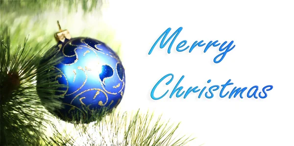 Blue christmas ball on the christmas tree. — Stock Photo, Image