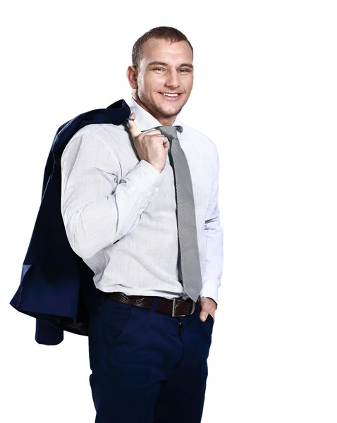 白い背景上に分離されて幸せなビジネスの男の肖像 — ストック写真