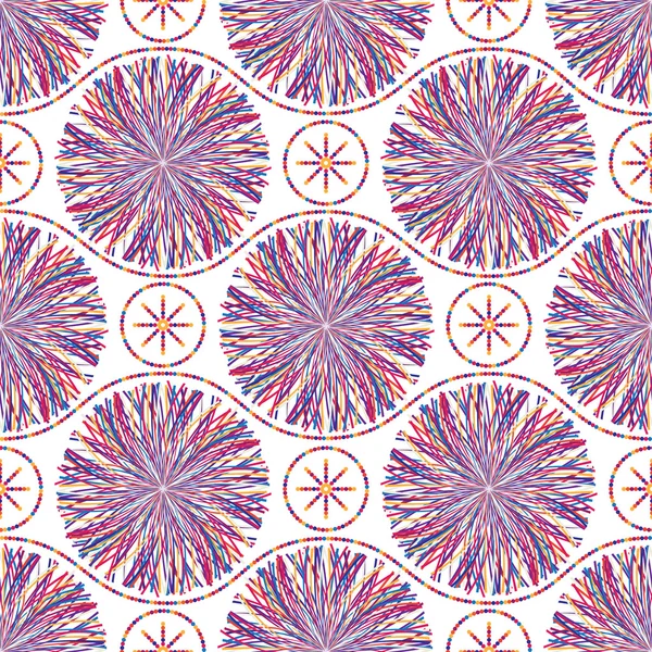縞模様の円を使用した抽象的なシームレスパターン — ストックベクタ