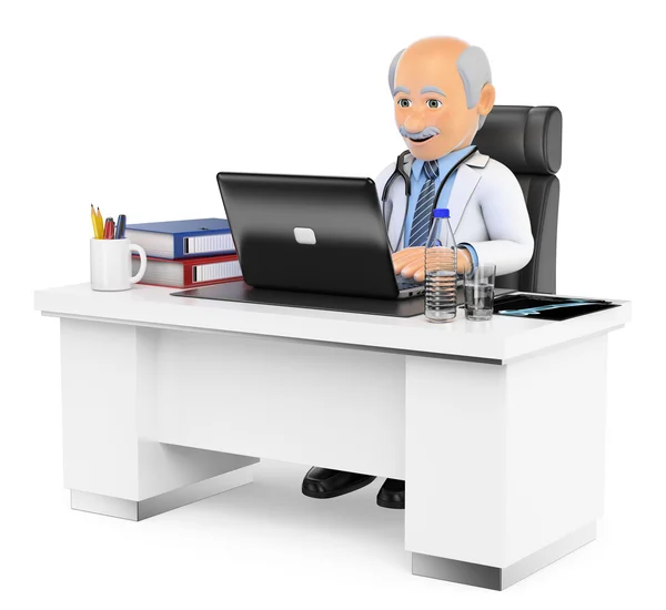 Médico 3D trabalhando em seu escritório — Fotografia de Stock