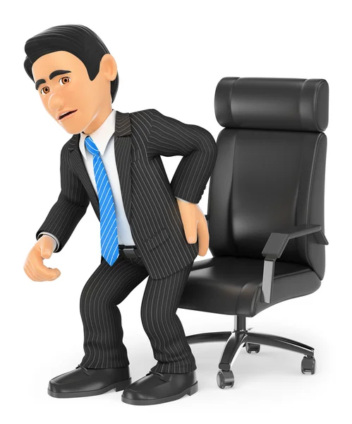 3D Businessman with back pain — Stock Photo, Image