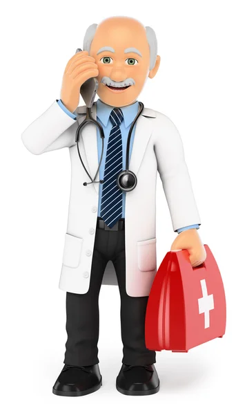 3D läkare stående talar i mobiltelefon — Stockfoto
