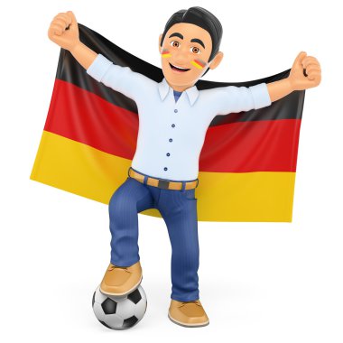 3D futbol fan Almanya bayrağı ile