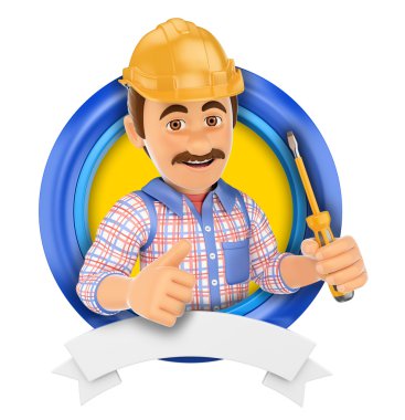 3D logo. Elektrikçi tornavida ile