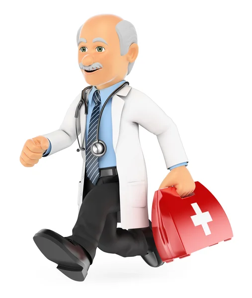 3D Doctor running to a emergency — Stock Photo, Image