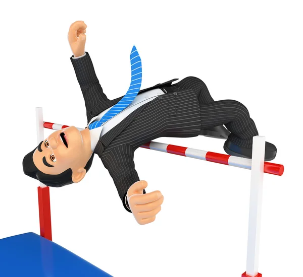 3D Businessman competing in high jump. Overcoming — Stock Photo, Image