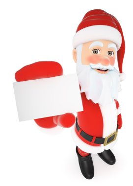 bir boş kartı gösterilen 3D Noel Baba