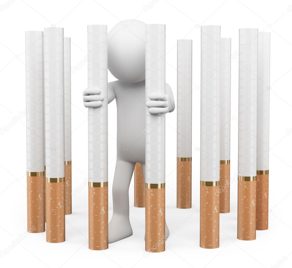 3D white people. Tobacco addiction