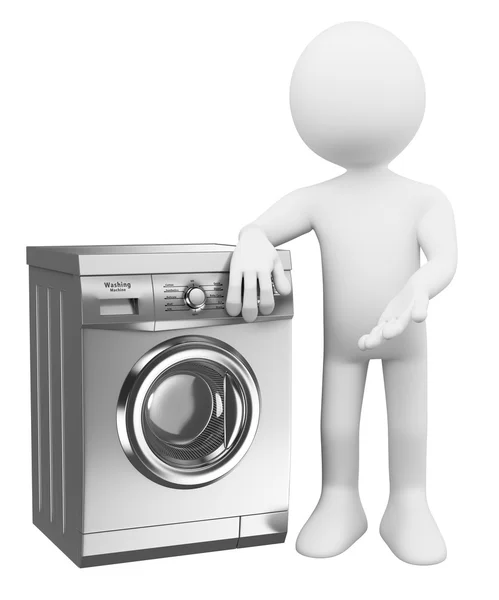 3d weiße Menschen. moderne Waschmaschine — Stockfoto