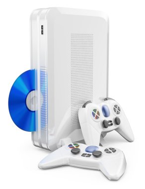 gamepad ile 3D beyaz oyun konsolu