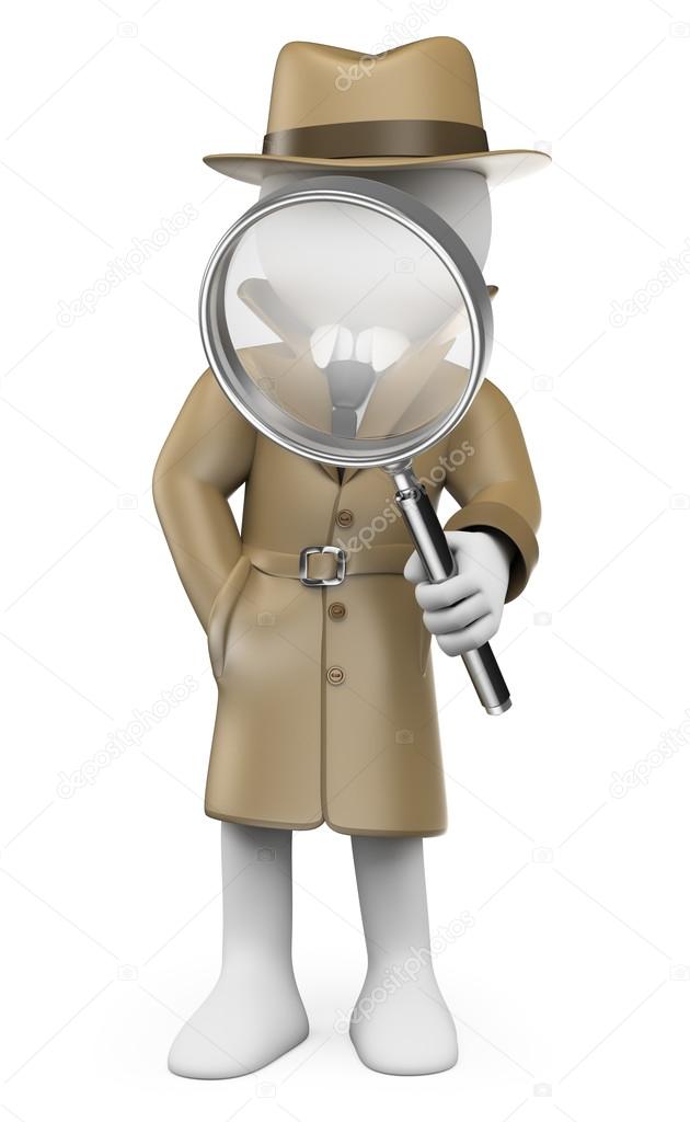 3D white people. Detective. Private Investigator