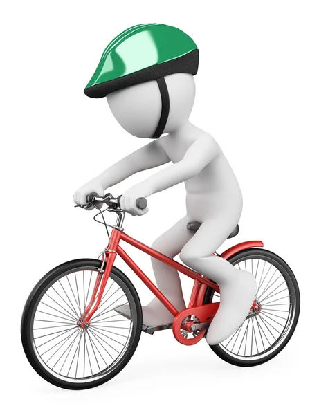 3D white people. Man riding bicycle — Stock Photo, Image
