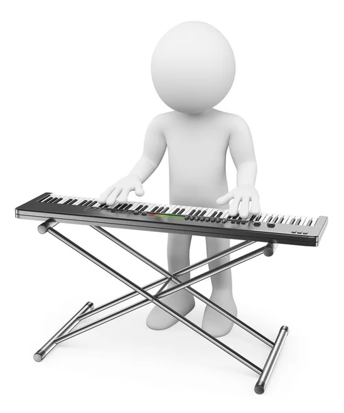 3D bílých lidí. Hudebník hraje klávesnice. Klavír — Stock fotografie
