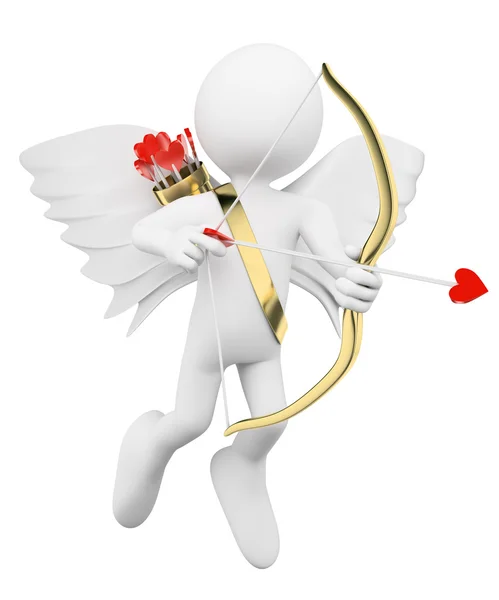 3D white people. Cupid shooting arrows of love — Stock Photo, Image