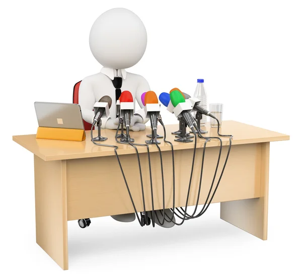 3D-witte mensen. Persconferentie — Stockfoto