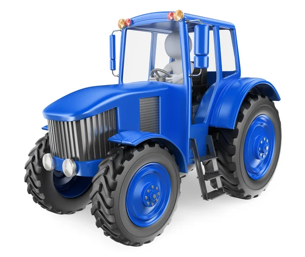 3D white people. Man driving a tractor — Stock Photo, Image