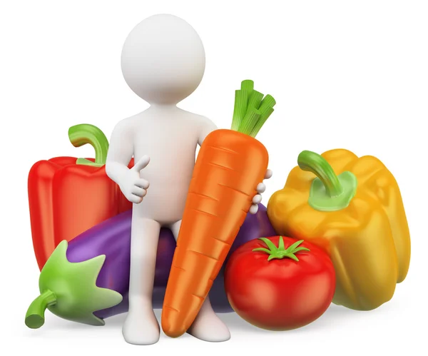 3D białych ludzi. Zdrowej żywności. Warzyw — Zdjęcie stockowe