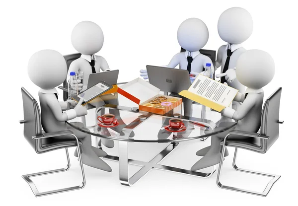 Os brancos 3D. Reunião informal de negócios — Fotografia de Stock