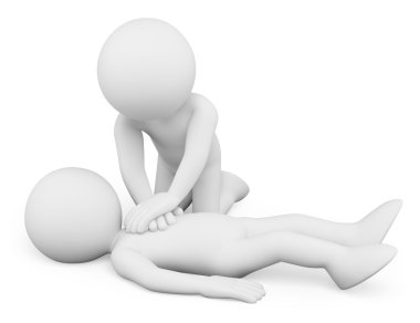 3D white people. Cardiopulmonary resuscitation. CPR clipart