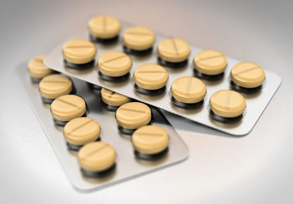 3D Blister yellow pills — Stock Photo, Image