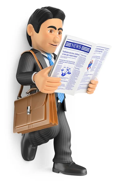 3D Businessman reading the latest news in the newspaper — Stock Photo, Image