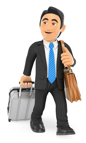 3D Businessman on a business trip — Stock Photo, Image