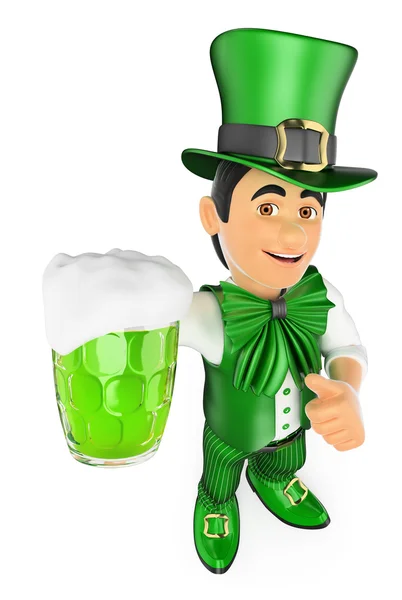 3D St. Patrick dzień człowiek z piwem — Zdjęcie stockowe