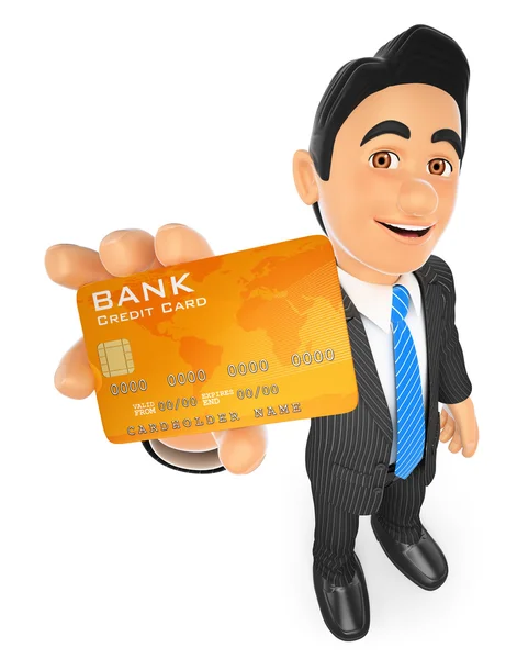 3D Businessman with a credit card — Stock Photo, Image