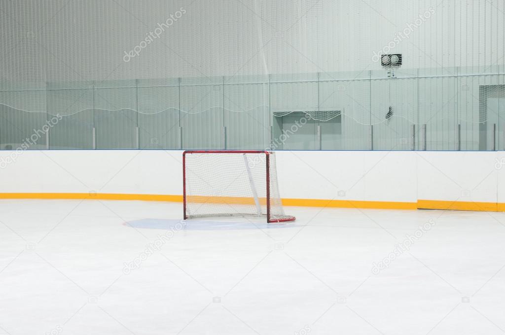 Empty ice hockey playground