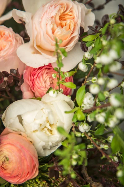 Beautiful bouquet with peonies — Stock Photo, Image