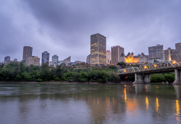 Panorama of Edmonton's skyline  at dusk