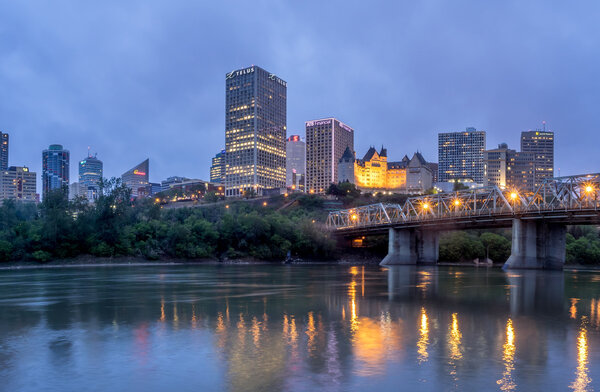 Panorama of Edmonton's skyline  at dusk