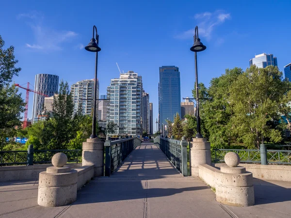 Calgarys Skyline an einem schönen Frühlingstag — Stockfoto