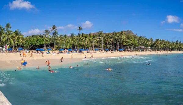 Milovníky slunce na pláži Waikiki — Stock fotografie