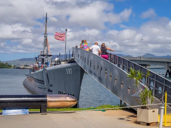 USS Bowfin submarino en Pearl Harbor — Foto de Stock