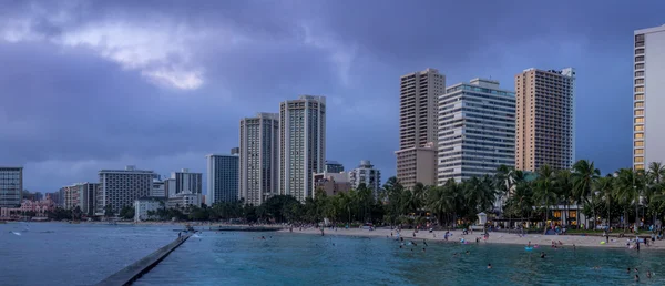 Famosa Playa Waikiki Isla Hawaiana Oahu — Foto de Stock