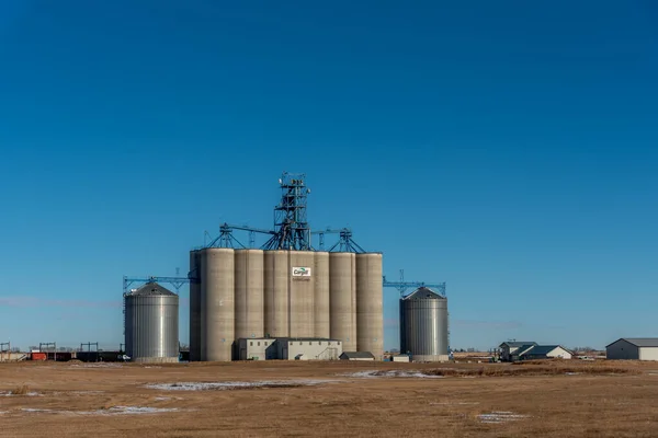 Лифт Cargill Grain Пределами Карселанда Зимой — стоковое фото