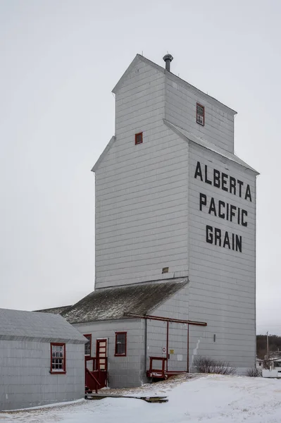 Meeting Creek Alberta April 2021 Graanliften Het Stadje Meeting Creek — Stockfoto