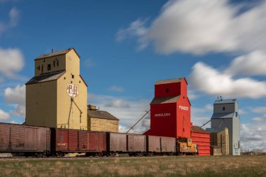 Mossleigh, Alberta - 1 Mayıs 2020: Mossleigh, Alberta 'da tarihi asansör aralığı.