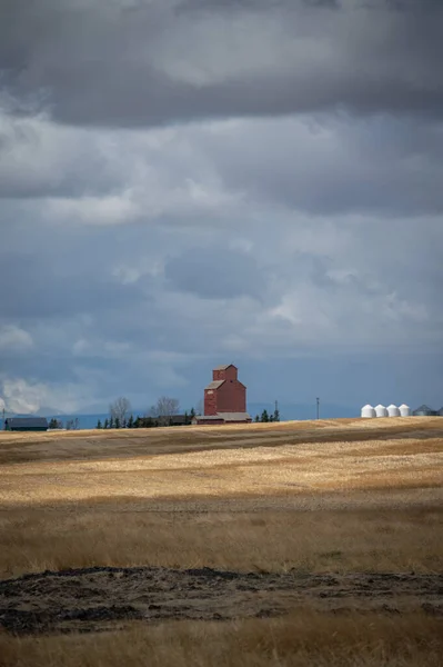 Oude Houten Graanlift Bij Azure Alberta — Stockfoto