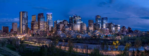 Panoramic Image Skyline Calgary Sunset Alberta Canada — Stock Photo, Image