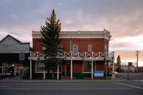 Nanton Alberta Μαΐου 2021 Πρόσοψη Ιστορικών Κτιρίων Στην Ιστορική Πόλη — Φωτογραφία Αρχείου