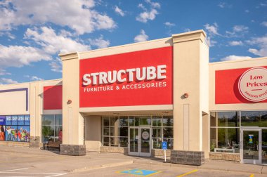 Calgary, Alberta - June 3, 2021: Exterior facade of a Structube furniture store in Calgary.